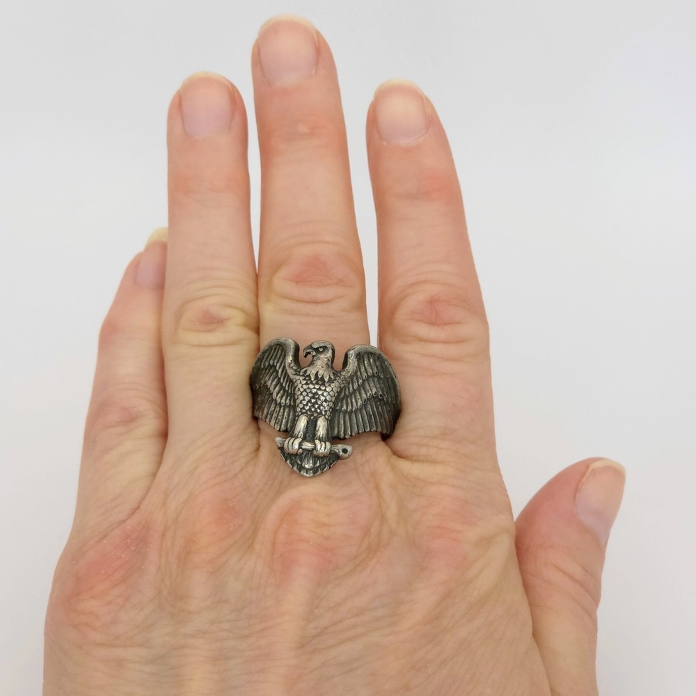 Navajo Sterling Silver 3D Large Bald Eagle Band Ring Sz‎ 11.75 12g Patriotic 925 - Picture 2 of 16